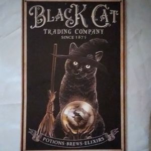 Black Cat Trading Company Potions Brews Elixirs Halloween Metal Tin Sign